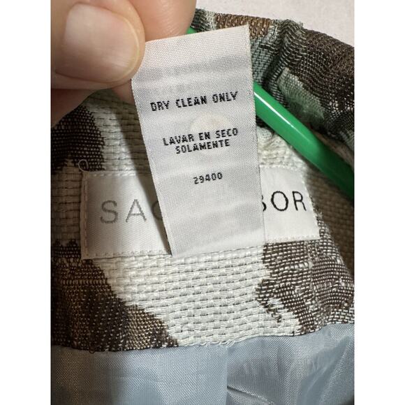 Sag Harbor Womens Green Floral Tapestry Button Up Blazer Jacket Lined Size 18 XL - Picture 6 of 10